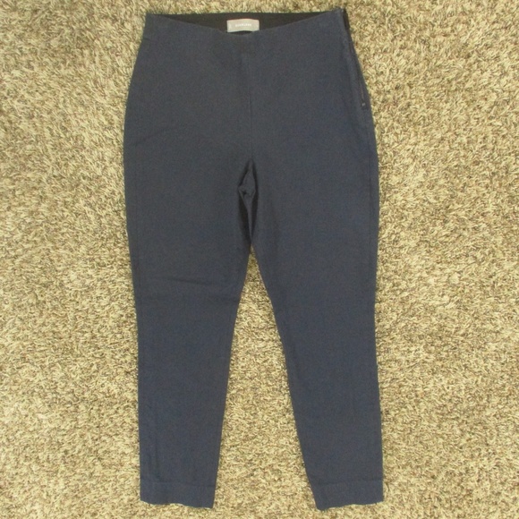 Everlane‎ Pants Women's 2 Navy Blue Ankle Split Hem Mid Rise Side Zip Trousers - Picture 1 of 9